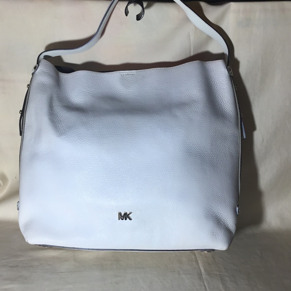 Michael Kors White Pebbled Leather Shoulder Hobo